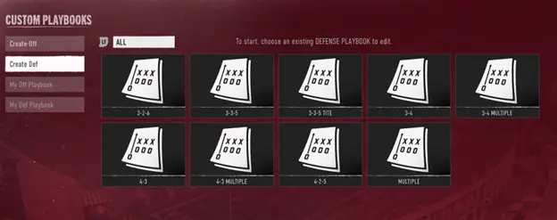 CFB 25 All Defensive Formations