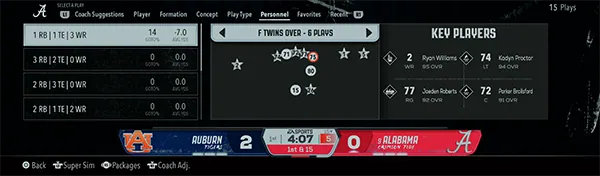 CFB 26 plays by personnel